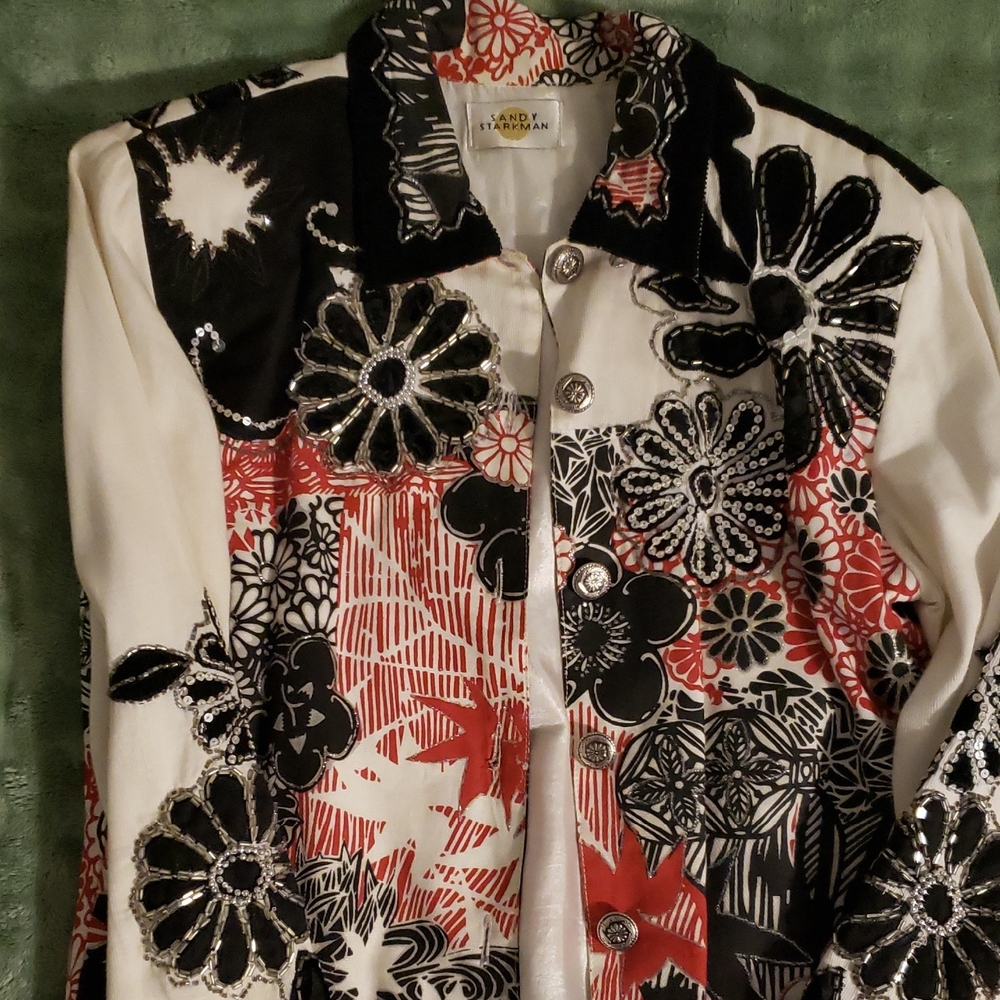 Sandy Starkman Black and Red Floral Jacket
